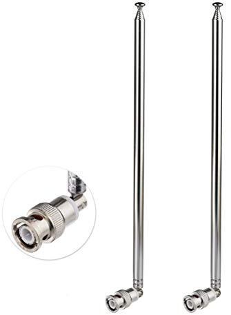 Bingfu Antena Macho BNC Telescópica HF VHF UHF 7 Secciones 115cm (2-Paquete) para Radio CB Radioaficionado Radio Bidireccional Escáner Móvil Receptor de Micrófono Inalámbrico Contador de Frecuencias