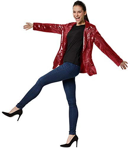 dressforfun Blazer Damen, Kostüm Damen Pailletten Oberteil Damen, Glitzer Oberteile Damen, Jackett, Faschingskostüm, Disco Kostüm Damen, Rave Outfit Damen, 80er Jahre Outfit
