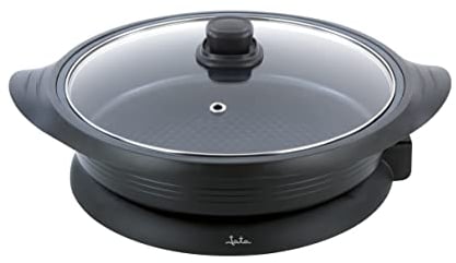 Jata PE640 - Paellera eléctrica de 34 cm de diámetro y 7,5 cm de profundidad. Tapa de cristal con válvula de salida de vapor. Reparte el calor por igual en toda la superficie. Antiadherente.