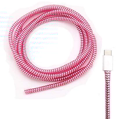 Cable Protector Animal Proof Wire Repair, Cord Protector for Pets Headphone Saver Spiral Cable Wrap Strain Relief, Cord Sleeve for Phone Cable USB Date Cable, 60 inches, 2 pcs, Pink