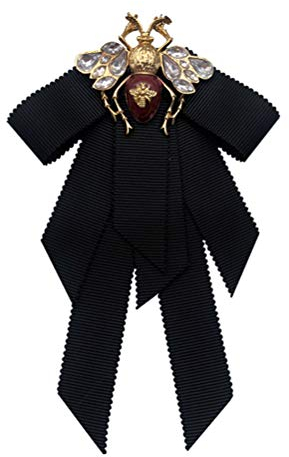 Amosfun Retro Bienen Brosche Schleife Damen Krawatte, Elegante Schwarze Fliege FüR Frauen Und MäDchen, Hochzeiten Und Partys, Legierung Und Stoff