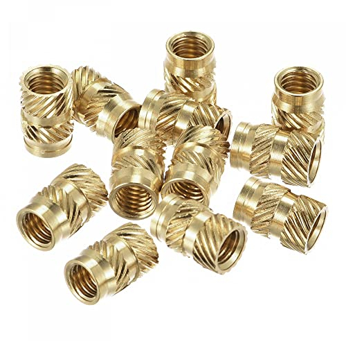 sourcing map Rändelmutter M6 x 12 mm L x 8 mm OD Innengewinde Messing Einbettmutter 30 Stück