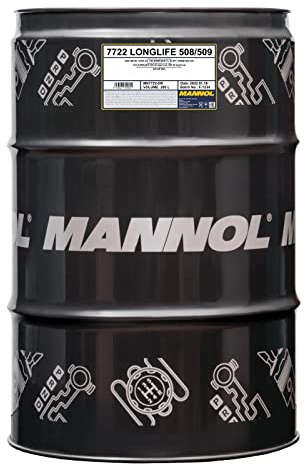 MANNOL 7722 Longlife Motoröl 0W-20, VW 508 00/509 00, 208L | PAO-Basis, erfüllt API SP und ACEA C6-21, für VW, Audi, SEAT, SKODA mit GPF oder DPF, hoher Verschleißschutz und Effizienz