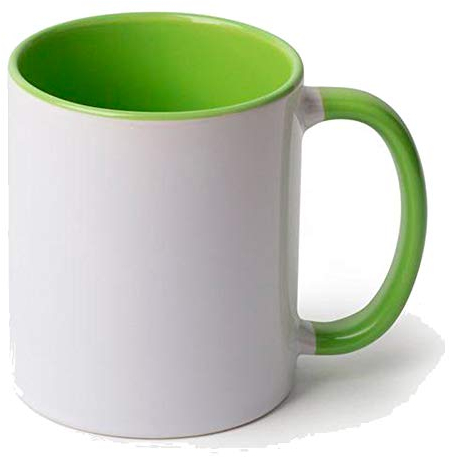 Tazas de cerámica con Interior y asa de Color Calidad (A) | Ideales para ser Impresas Mediante la sublimación | Material de Calidad (A) | Color Verde Claro