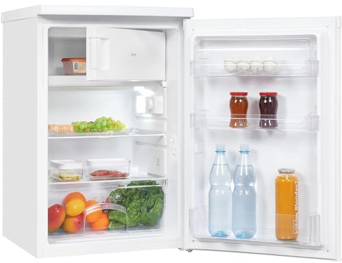 Exquisit Kühlschrank KS16-4-E-040E weiss | 109 l Nutzinhalt | Weiß | Kühlen | Gemüsefach | Kompakt | Gefrierfach | LED Licht