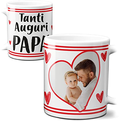 Tazza Festa del papà Personalizzata con Foto Tazza Tanti Auguri Papà Compleanno Tazza Personalizzabili Idee Regalo tazze personalizzate Regali Papa Mug Divertenti in Ceramica Idea Regalo Babbo