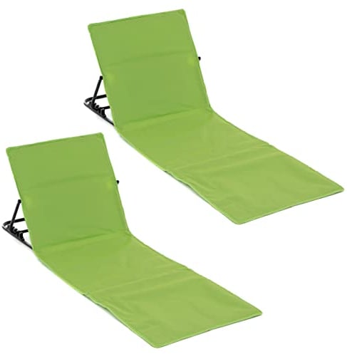 2er Set Strandmatte Beach-Matte gepolstert faltbar verstellbare Rückenlehne (Grün)