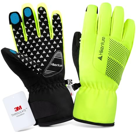 HIKENTURE Winterhandschuhe- [Mit 3M Thinsulate Insulation] - Warme Fahrradhandschuhe Herren Damen Winter - wasserdichte Touchscreen Handschuhe Fahrrad Winter - Winterhandschuhe Fahrrad-A3-L