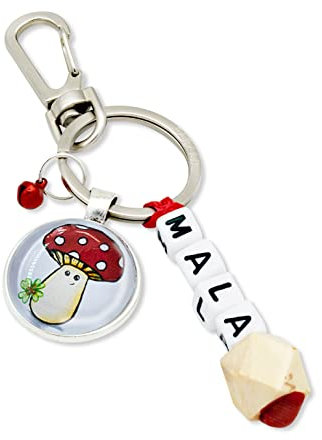 Schlüssel- Taschenanhänger für Kinder mit Name Namensschild (Glückspilz)