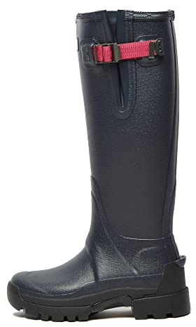 Hunter Womens Balmoral Tec Sole Adjustable 3mm Neoprene Wellington Boots - Navy/Peppercorn Adults 5