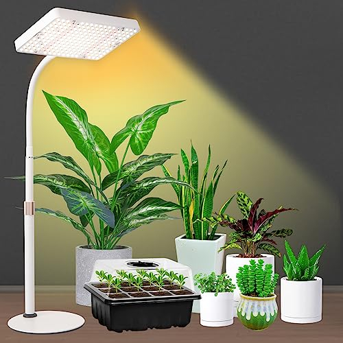 GroCruiser EU-Eurostecker Pflanzenlampe Schreibtisch LED Vollspektrum, 2000 Lumen UV-IR Vollspektrum Pflanzenlicht für Zimmerpflanzen, Wachstumslampe für Pflanzen, Daisy Chain Funktion
