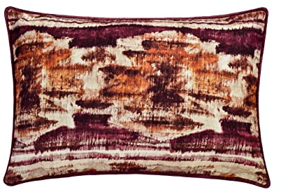 The HomeCentric Dekorativ Violett Lendenkissenbezug, 2 Stück, 30x45 cm Baumwolle Kissen, Kissenhülle mit Ikat & gedruckt, Abstrakt Kissen, Modern Lendenkissenbezug - Ikat Rhythm