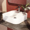 EMKE vasque à poser salle de bain, 40 x 40 x 11cm, Lavabo salle de bain rectangulaire en céramique Arc, Blanc brillant