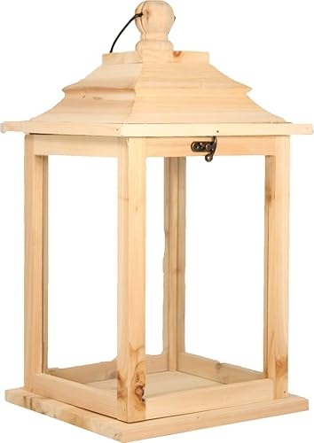 FADEDA Holzlaterne Natur, ohne Beleuchtung, mittel/Höhe: 40cm/handbemalt/detailgetreue Krippen Figuren - Weihnachten Tisch Dekoration Krippe Zubehör