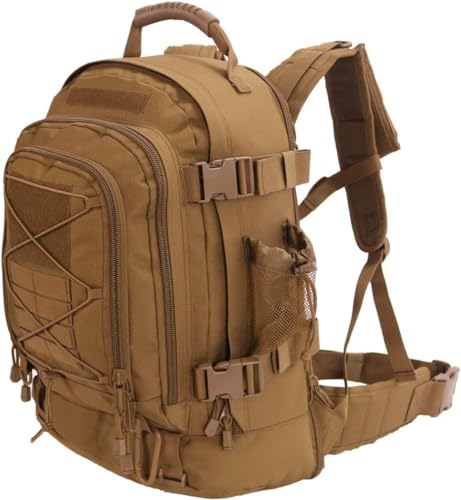 Erweiterbarer Militär-Rucksack, 40–64 l, taktischer Rucksack, 3-Tage-Tasche, Wandern, Fitnessstudio, Sport, Camping, Hellbraun, Benutzerdefiniert