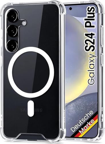 JProtect für Samsung Galaxy S24 Plus Hülle für Magsafe (TOP Schutz & Magnetkraft) Magnetische Handyhülle Transparent für Samsung S24 Plus - Hülle Magnet für MagSafe Zubehör Case Stoßfest