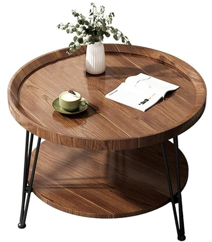 ZOYIZEN Couchtisch Rund mit 2 Etagen, Beistelltisch Holz, Wohnzimmertisch, Holzoptik, Größe des großen Beistelltisches ist 50 x 60 cm (Ø x H), Kleine Tischplatte 40 cm Ø, Wohnzimmertisch