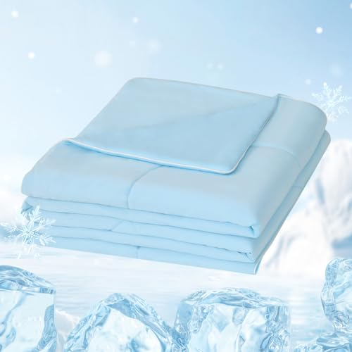 Superweiche Kühldecke für Menschen Arc-Chill Q-Max>0.43 Cooling Blanket 200x220 Kühlende Bettdecke Sommer Selbstkühlende Decke Leichte Sommerdecke Kühlend Wohndecke (blau, 200 x 220 cm)