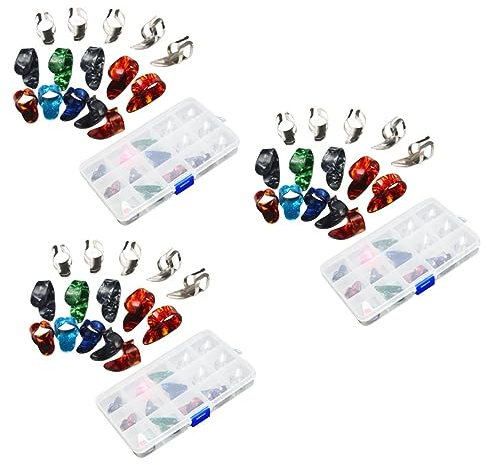 HEMOTON 45stücke Teiliges Edelstahl Daumen Und Finger-gitarrenspieler Fächer Aufbewahrungsbox Leicht Und Langlebig Für Akustik Gitarre Zufällige Farben