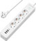 Regleta Enchufes con USB y Tipo C, Regleta Enchufes Proteccion Sobretension 4 Tomas con Interruptor, Ladron Enchufes con Cable de 1,8 Metros, 3680W - Blanco