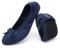 Greatonu Women's Ballet Pumps Comfort Foldable Portable Travel Slip on Slipper Bow Tie Flats Shoes Navy 8 UK