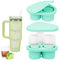 Ice Cube Tray for Stanley Cup, Stanley Cup Ice Mold,Silicone Ice Cube Maker with Lid for 20/30/40 oz Tumbler, Silicone Ice Mold for Chilling Whiskey, Cocktails, Drinks, Coffee,Juice(Green)