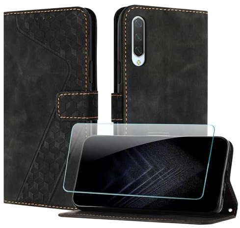 JayModCase Funda para Xiaomi mi 9 Lite/mi CC9, PU Piel Flip Carcasa con [Xiaomi CC9 Protector de Pantalla] Cierre magnético Soporte Plegable Tarjetas y Cartera (Negro)