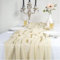 Tischläufer Beige, 90x300 cm Boho Käsetuch Tischläufer, Halbdurchsichtiger Dekostoff, Käsetuch Tischläufer für Babyparty, Geburtstagsparty, Hochzeit Tischdeko