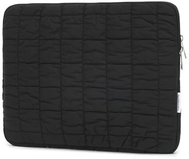 Canvaslife 360 Protected Fluffy Laptop Sleeve 14 Laptop Sleeve Bag 14 Compatible with HP Lenovo Dell Asus Macro and MacBook Pro 14 Quilted Design (Black)