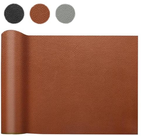 HDKAJL Kunstleder Meterware 100x140cm,Wasserdicht Leder Stoff Gekörnt Lederimitat Texturiert Lederstoff Meterware Reparieren Bezugsstoff Leder Patch für Fasching Karneval DIY Autositze Sofa, Braun