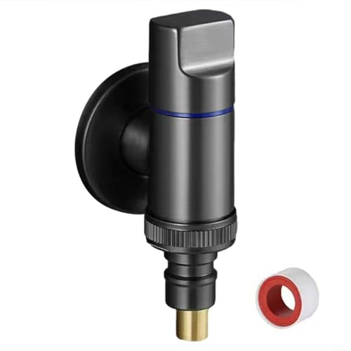 URPIZY Rubinetto per lavatrice in acciaio inox, valvola ad angolo di apertura rapida, tappo dell'acqua, design salvaspazio per cucina e bagno (grigio)