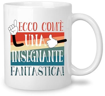 Yufansd Mug Tazza Regalo Insegnante 'Ecco Come una Insegnante Fantastica' Idea Regali di Compleanno per Insegnante Maestra Pensionamento Fine Anno Regalo Tazza di Ceramica 350 ML (Insegnante)