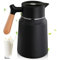1.5L Thermoskanne, Edelstahl Isolierkanne, Kaffeekanne Thermo Doppelwandige Vakuumisolierung, Kaffeekanne Teekanne mit Holzoptik griff, Warmhaltekanne für Tee, Wasser, Getränk, Schwarz