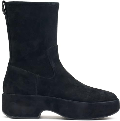 Fitflop F-luma Stretch Suede Demi-Wedge Mid-Calf Boots, Stivaletto Donna, Tutto Nero, 39 EU