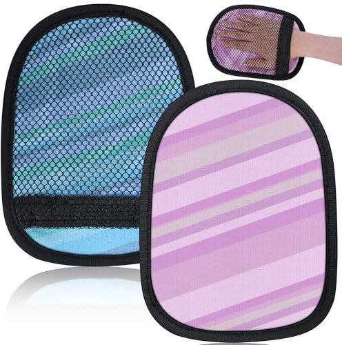 codree 2 Pcs Sand Wipe Off Mitts, Stripe Sand Remover for Beach, Beach Sand Remover Cleaner Mitts Bag, Beach Travel Mitt for Ocean Beach Activities Volleyball Sandboxes