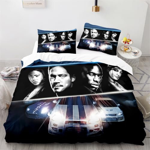 SKOMUVLER Weihnachts Bettbezugs Sets 135x200 Rennsport Fast Furious Kinder Jungen Mädchen Baby, ÖKO-TEX Bettwäsche-Sets mit Reißverschluss, Mikrofaser Bettwäsche Set 135x200 Mit 1 Kissenbezug 80x80