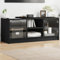 MOBCANT Mobile Porta TV, Mobiletto tv basso Porta TV basso Mobili tv soggiorno Mobile TV modern Utilizzabile per Hotel Ufficio Camera da letto Lounge con Ante in Vetro Nero 102x37x42 cm