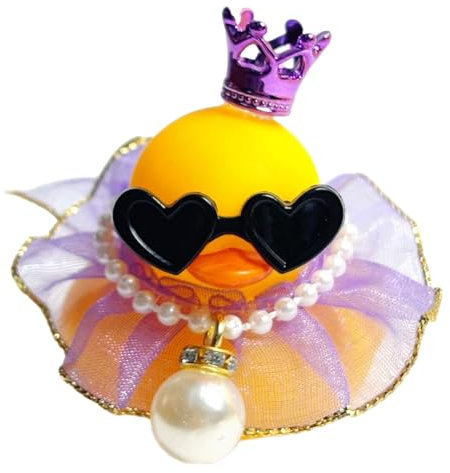SNONESIY Gummiente Badeente Lustig Quietscheente Quietscheente Lustig Quietscheenten mit Mini Krone Rock Gläser Nette Prop Gummi Ente Auto Ornamen Geeignet für Autos Büros Raumdekorationen