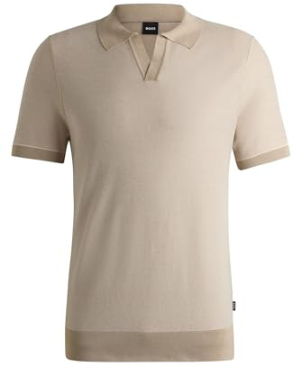 BOSS Herren H-Jianluca Kurzärmeliger Strick-Polo-Pullover aus Baumwoll-Mix mit Johnny-Kragen