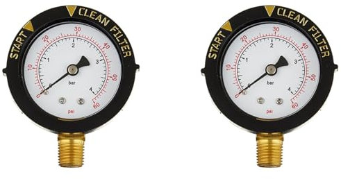 Mocturnity 2X 190058 Manomètre 0-60 PSI, Manomètre de Démarrage et de Nettoyage de L'Eau Du Filtre avec Piscine à Inférieur NPT 1/4 Pouce