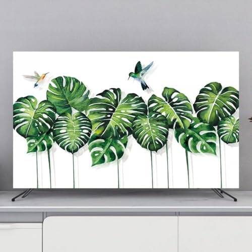 HSTANGKY Staubschutzhülle Für 32-80 Zoll TV-Geräte Weicher Displayschutz Mit Blumen/Blattmuster Für LED-/LCD Monitore Atmungsaktive Und Staubdichte Monitorabdeckung-Plants2||32inch