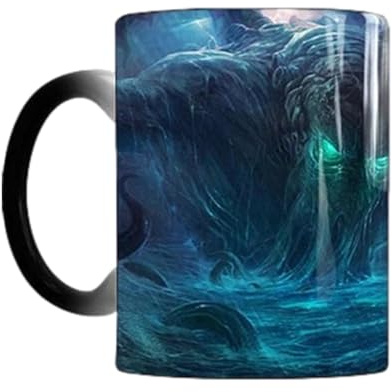 Raypontia Wärmewechselbecher, 350ml 9,5×8cm Keramik Cthulhu Farbwechselbecher, Lustige Tasse Mit Farbwechsel, Neuartige Hitzeempfindliche Tasse Für Familien, Kollegen, Freunde