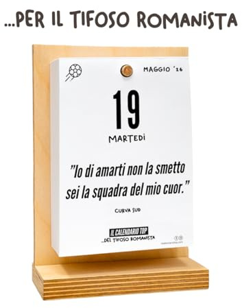 Der Kalender des römischen Fans 2026 | Ein Jahr der Emotionen Erinnerungen und Anekdoten | mit Holzständer | In Geschenkbox | 10 x 14 cm | Made in Italy