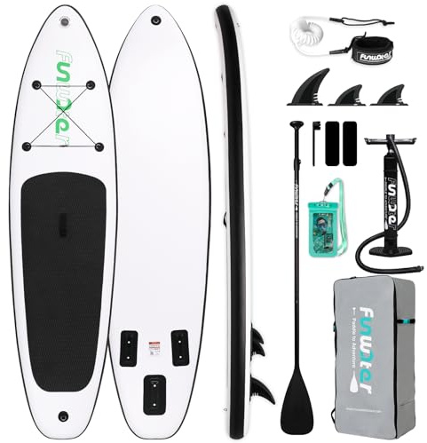 FunWater Inflatable Stand Up Paddle Board Ultra-light SUP - Adult Paddleboards with Adj Paddle, Hand Pump, Backpack, Leash