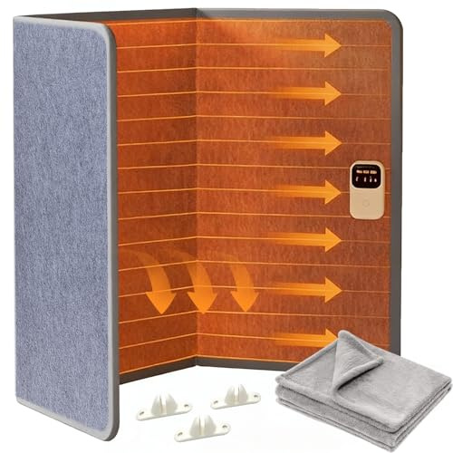 Warmfay Infrarot Schreibtischheizung mit Flanell Decke, 205W Bein-Fußwärmer mit 3 Heizstufen & 2-6H Timer, 120x53cm Plusgröße Infrarot Heizpaneel Faltbarer, Schreibtischheizer für Büro und Zuhause