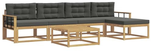 vidaXL Outdoor-Sofagarnitur 6 pcs Weiß und Anthrazit 79 x 79 x 37 cm, Patio-Lounge-Set, modernes Outdoor-Sofa, wetterfestes Gartenmöbel, Akazienholz