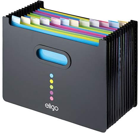 Snopake A4 Eligo Landscape Desk Expander/Organiser 13-Part – Black [Pack of 1] Ref: 15174