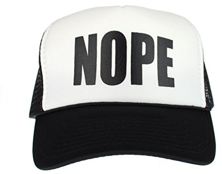 Herren Trucker-Mütze Nope Ironic Funny Slogan Hipster Snap Back Cap Baumwolle Mesh, schwarz / weiß, Einheitsgröße
