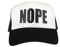 Herren Trucker-Mütze Nope Ironic Funny Slogan Hipster Snap Back Cap Baumwolle Mesh, schwarz / weiß, Einheitsgröße