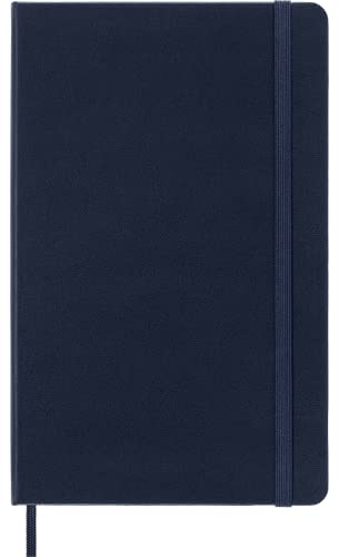 Moleskine Klassisches Notizbuch, Liniertes Notizbuch, Hardcover und Elastischer Verschluss, Saphirblaue Farbe, Großes Format 13 x 21 cm, 240 Seiten